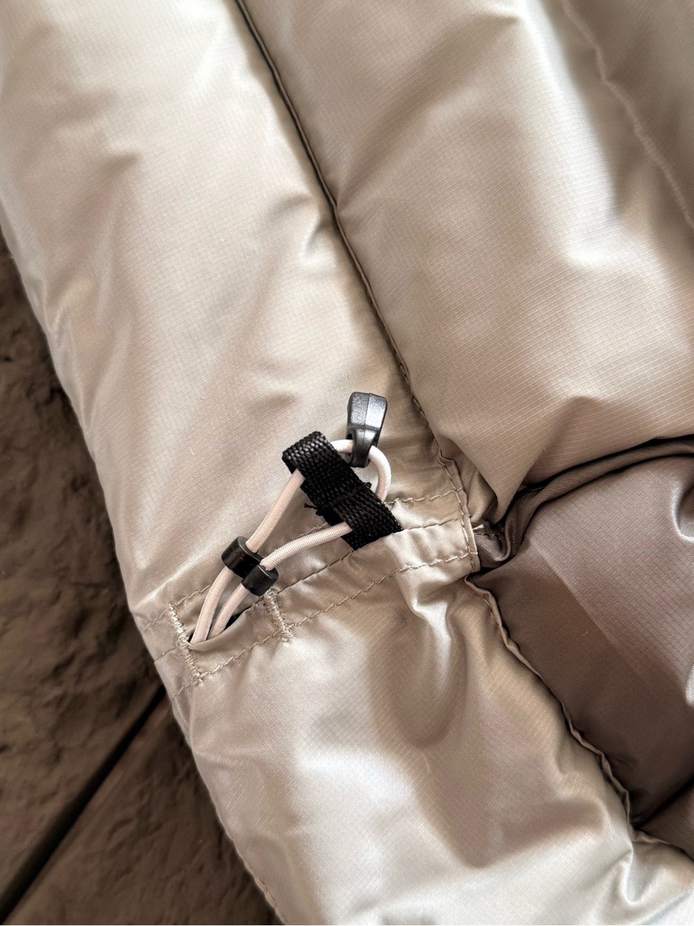 Arc'teryx Light Gray Hooded Down Puffer with Orange Trim - Picture 8 of 9